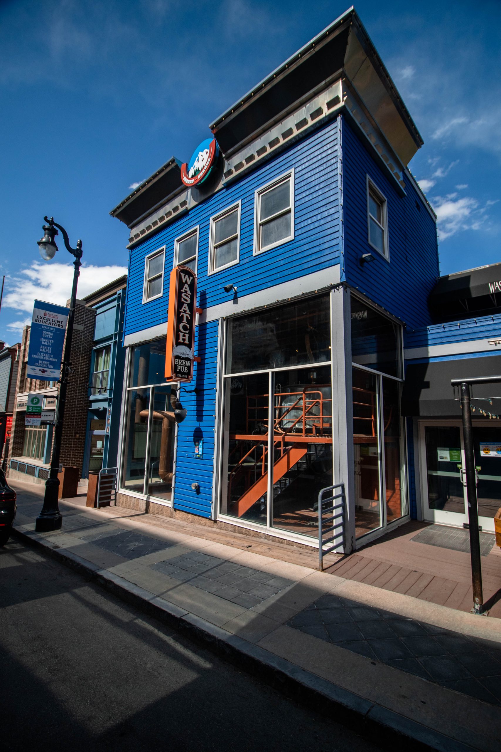 You can't miss the bright blue exterior of Wasatch Brewery when strolling through Main Street!